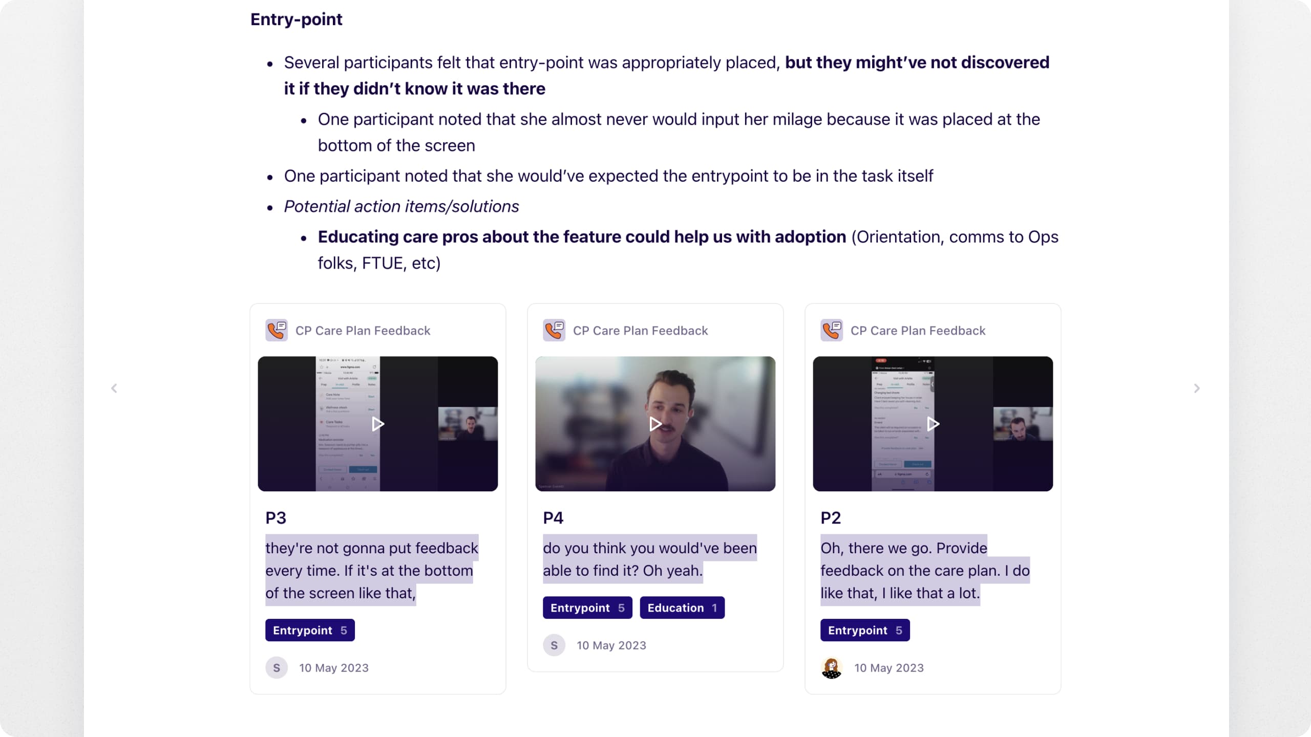 Usability research session